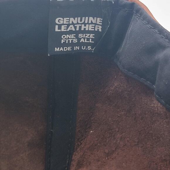 Genuine Leather Hat Cap Strap Back Brown USA Made One Size Mens Classic - Picture 7 of 9